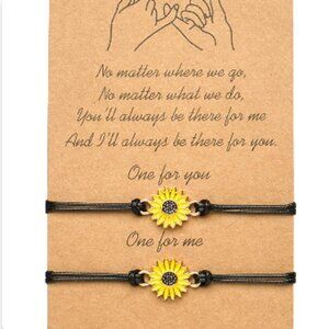 Friendship Bracelet Best Friend Bracelet for 2, Sunflower Pinky Promise Bracelet